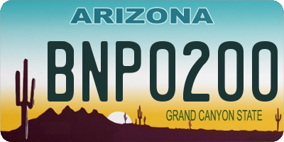 AZ license plate BNP0200