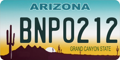 AZ license plate BNP0212