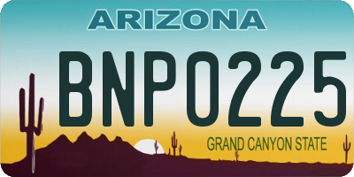 AZ license plate BNP0225