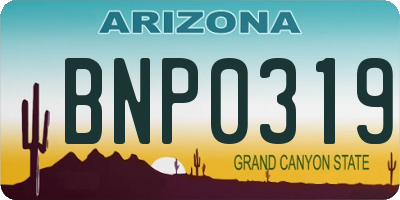 AZ license plate BNP0319