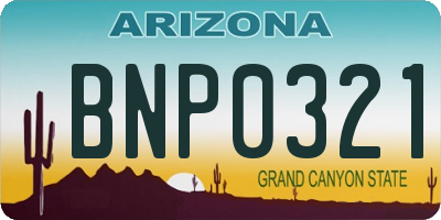 AZ license plate BNP0321