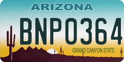 AZ license plate BNP0364
