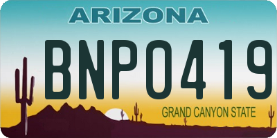 AZ license plate BNP0419