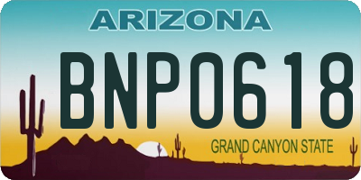 AZ license plate BNP0618