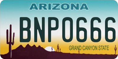 AZ license plate BNP0666