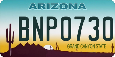 AZ license plate BNP0730