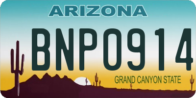 AZ license plate BNP0914