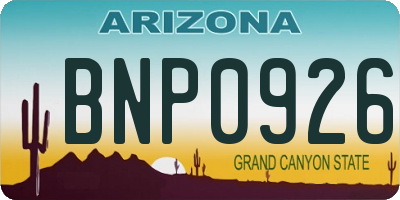 AZ license plate BNP0926