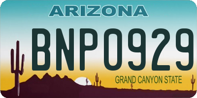 AZ license plate BNP0929