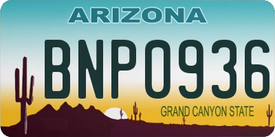 AZ license plate BNP0936