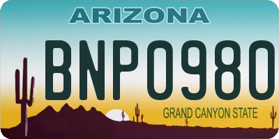 AZ license plate BNP0980
