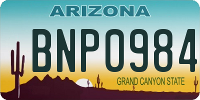 AZ license plate BNP0984