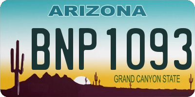 AZ license plate BNP1093