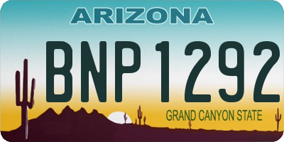 AZ license plate BNP1292
