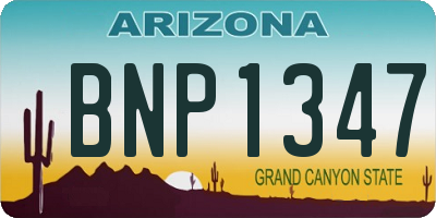 AZ license plate BNP1347