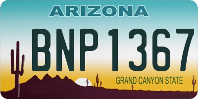 AZ license plate BNP1367