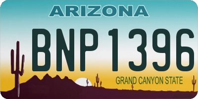 AZ license plate BNP1396