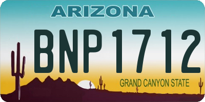 AZ license plate BNP1712
