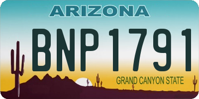 AZ license plate BNP1791