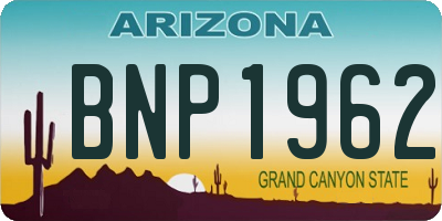 AZ license plate BNP1962