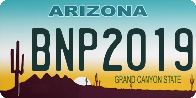 AZ license plate BNP2019