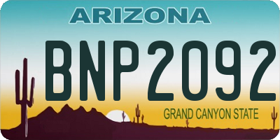 AZ license plate BNP2092