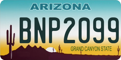 AZ license plate BNP2099