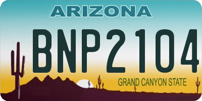 AZ license plate BNP2104