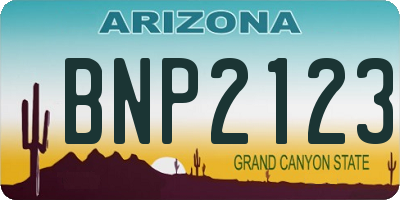 AZ license plate BNP2123