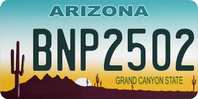 AZ license plate BNP2502