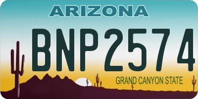 AZ license plate BNP2574