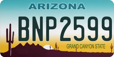 AZ license plate BNP2599