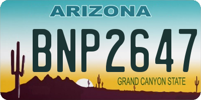 AZ license plate BNP2647