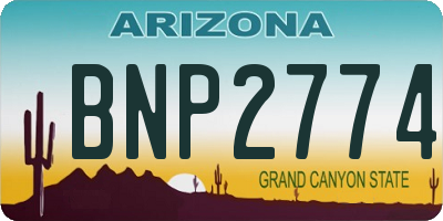 AZ license plate BNP2774