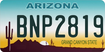 AZ license plate BNP2819
