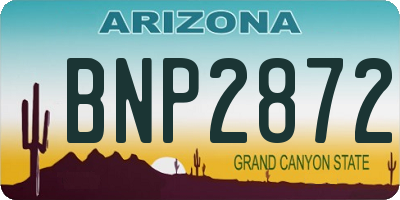 AZ license plate BNP2872