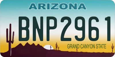 AZ license plate BNP2961