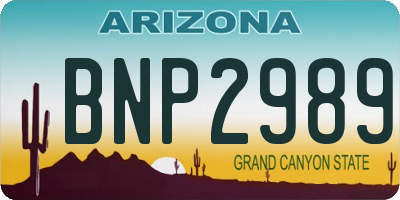AZ license plate BNP2989