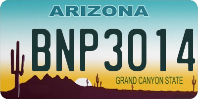 AZ license plate BNP3014