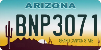 AZ license plate BNP3071