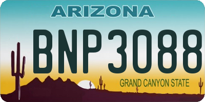 AZ license plate BNP3088