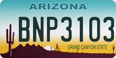 AZ license plate BNP3103