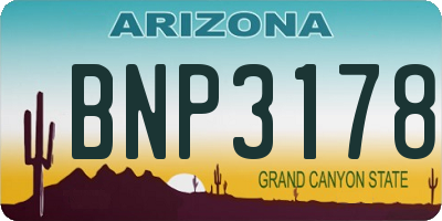AZ license plate BNP3178