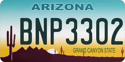 AZ license plate BNP3302