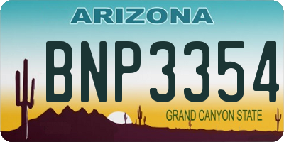 AZ license plate BNP3354