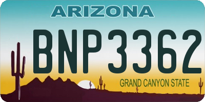AZ license plate BNP3362
