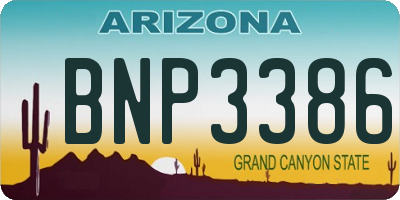 AZ license plate BNP3386