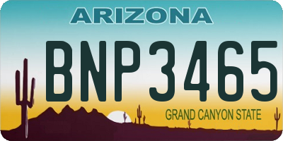 AZ license plate BNP3465