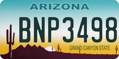 AZ license plate BNP3498