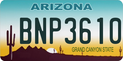 AZ license plate BNP3610